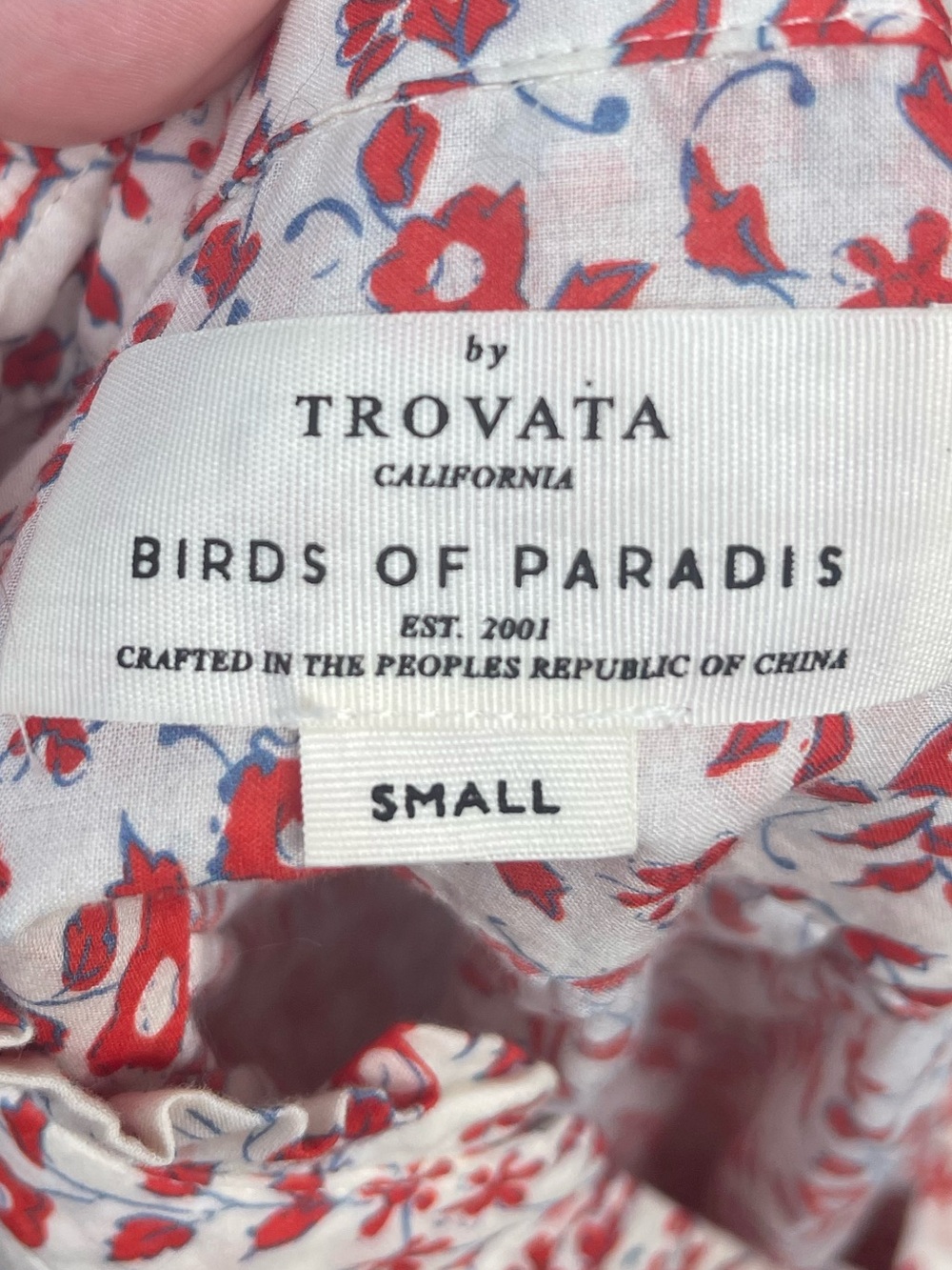 Trovata Red Ivy Birds Of Paradis Cotton Small Quincy Cottagecore Bohemian Blouse - Picture 5 of 9